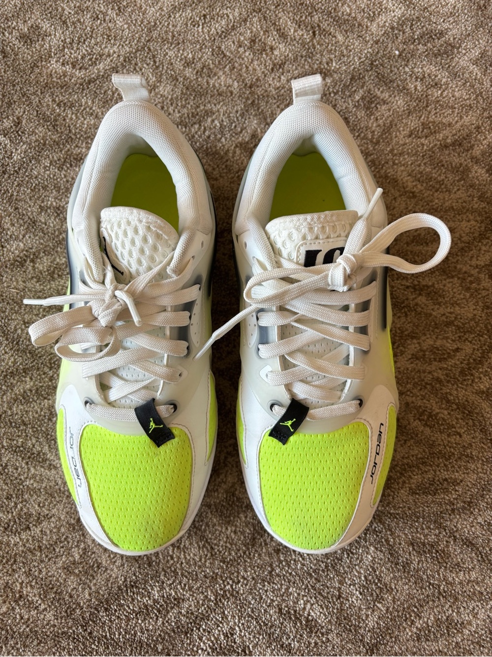 Air Jordan Heir Neon Green and White Athletic Sneakers